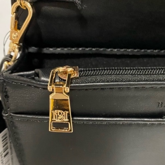 BADGLEY MISCHKA Gold Chain Pleated Crossbody Bag in Black NWT - Picture 10 of 13